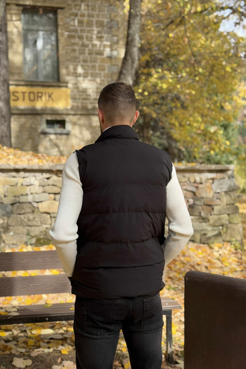 ONE COLOR BIG FRONT POCKETS HIDDEN BUTTON+ZIPPER MEN VEST BLACK/ E ZEZE - 6