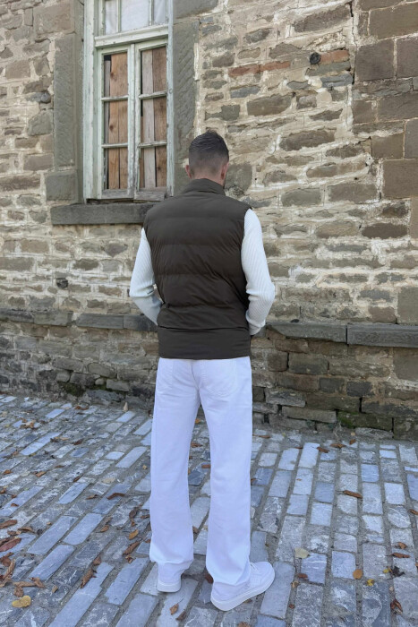 ONE COLOR BIG FRONT POCKETS HIDDEN BUTTON+ZIPPER MEN VEST GREEN/JESHILE - 4