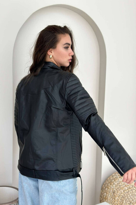 ONE COLOR BIKER WOMEN JACKET BLACK/ E ZEZE - 2