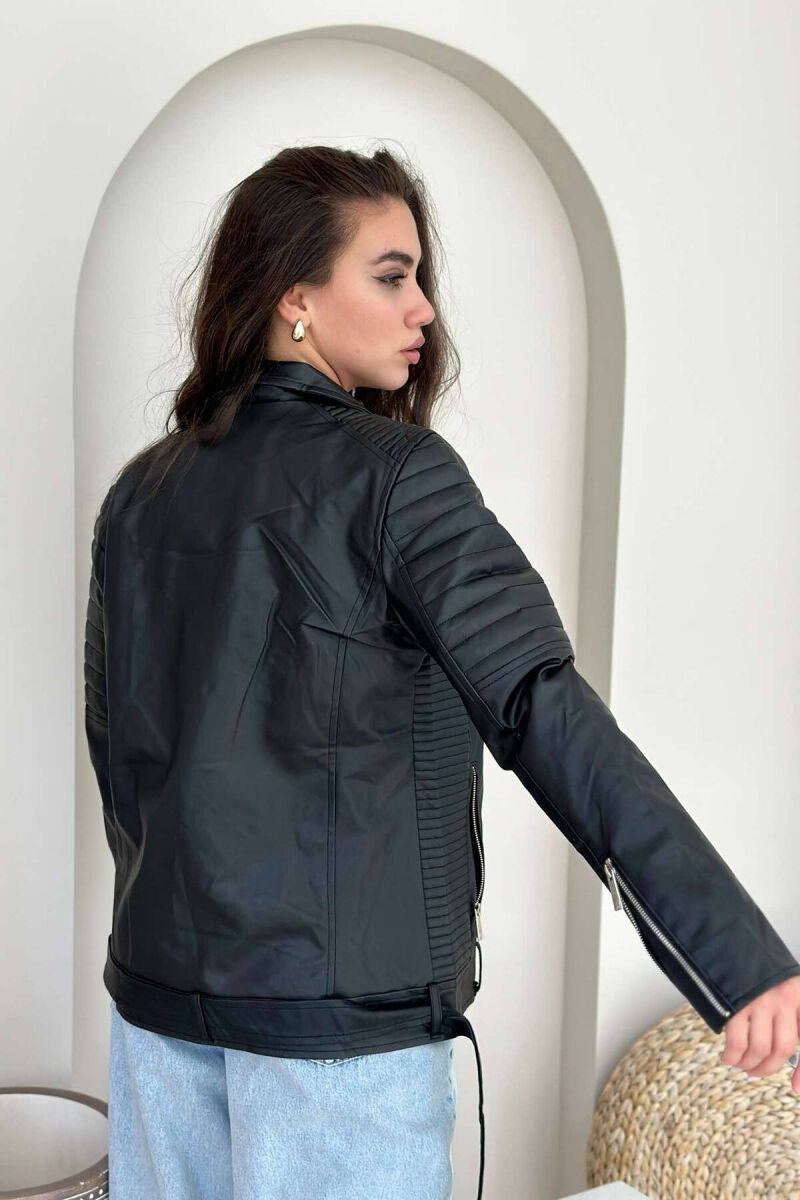 ONE COLOR BIKER WOMEN JACKET BLACK/ E ZEZE - 2