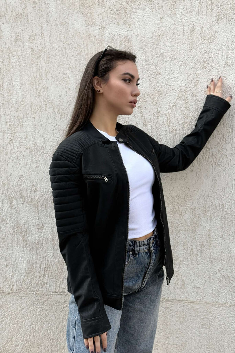 ONE COLOR BIKER WOMEN JACKET BLACK/ E ZEZE - 3