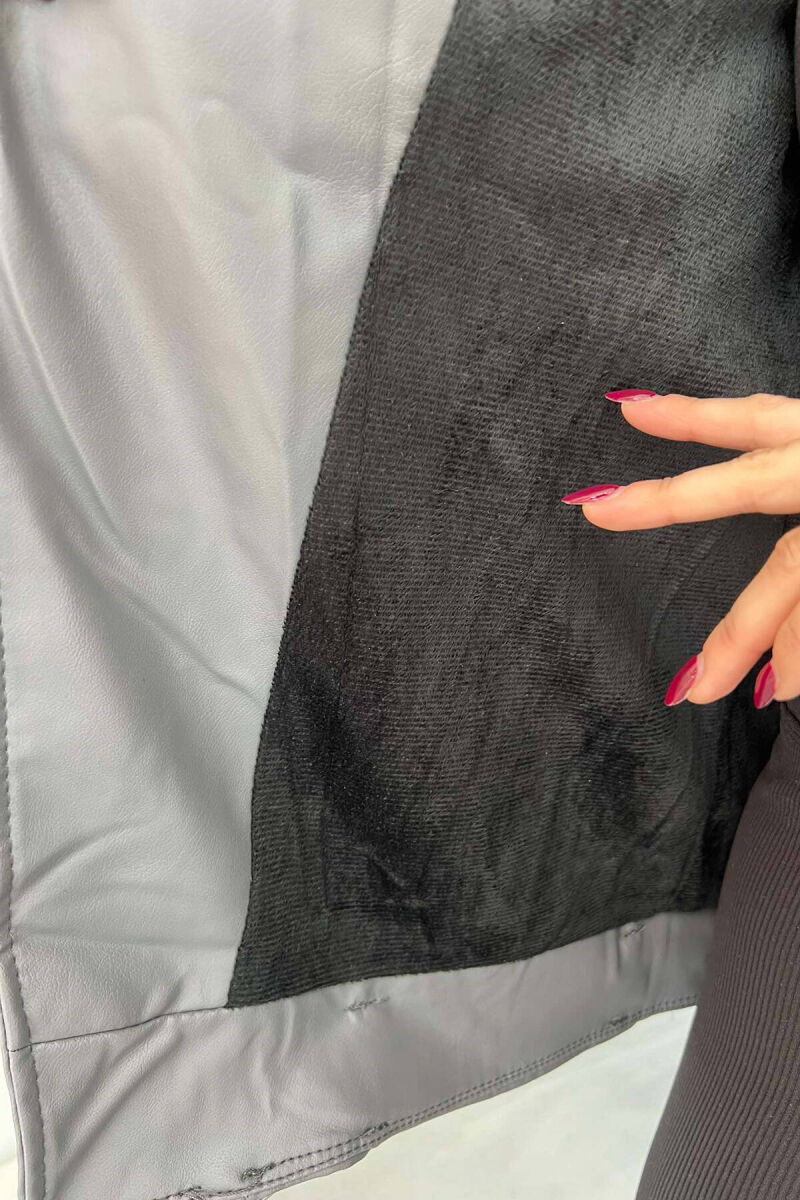 ONE COLOR BIKER WOMEN JACKET GREY/GRI - 5