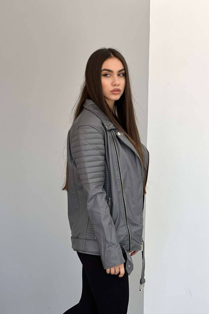 ONE COLOR BIKER WOMEN JACKET GREY/GRI - 6