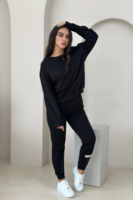 ONE COLOR BLOUSE+JOGGERS WOMEN SET BLACK/ E ZEZE - 1