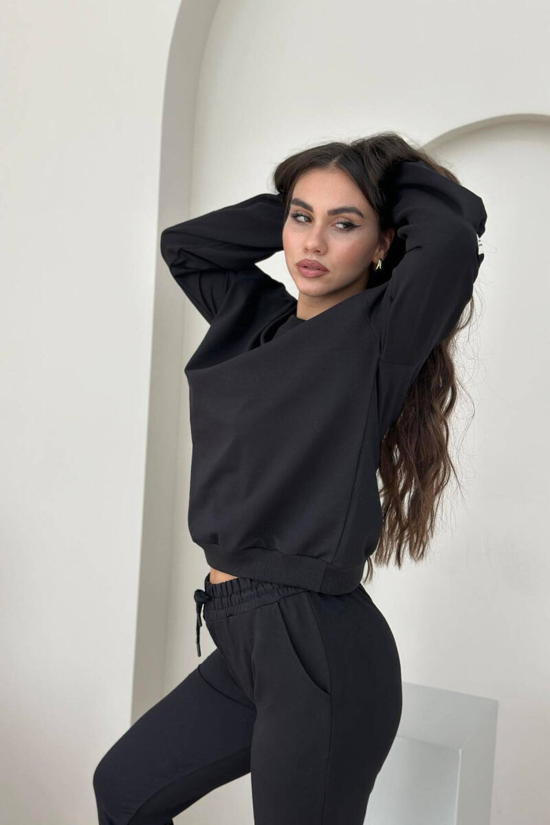 ONE COLOR BLOUSE+JOGGERS WOMEN SET BLACK/ E ZEZE - 2