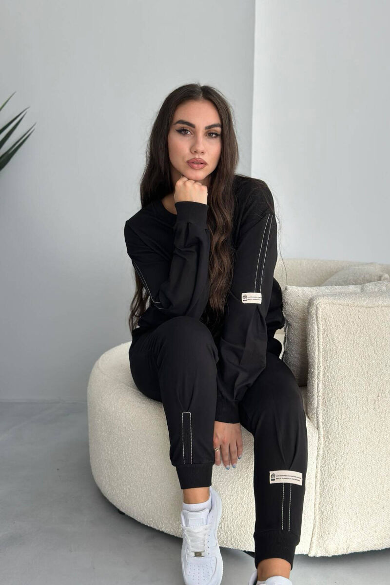 ONE COLOR BLOUSE+JOGGERS WOMEN SET BLACK/ E ZEZE - 4