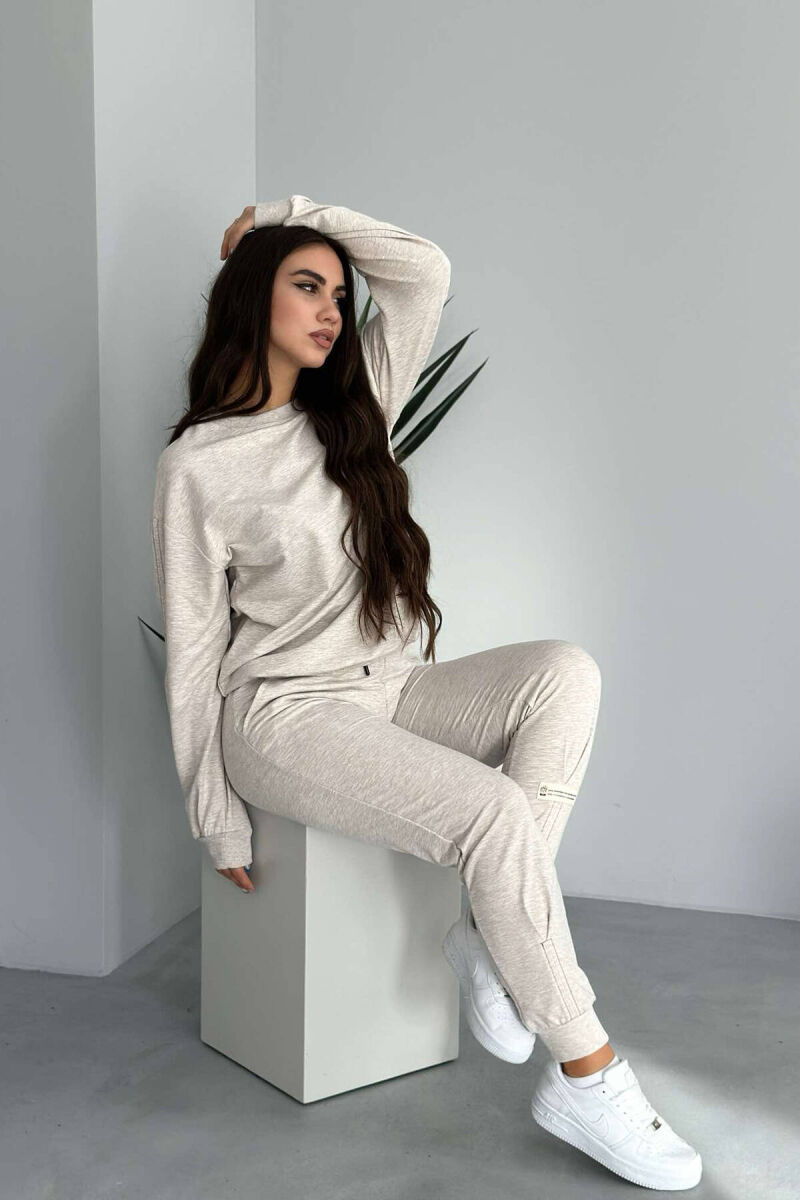 ONE COLOR BLOUSE+JOGGERS WOMEN SET LIGHT GREY/GZ - 1