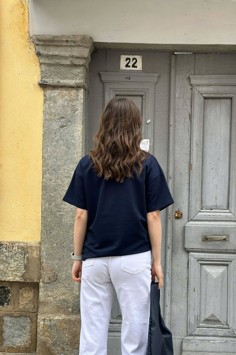 ONE COLOR BOW DESIGN WOMAN T-SHIRT BLUE/BLU - 4