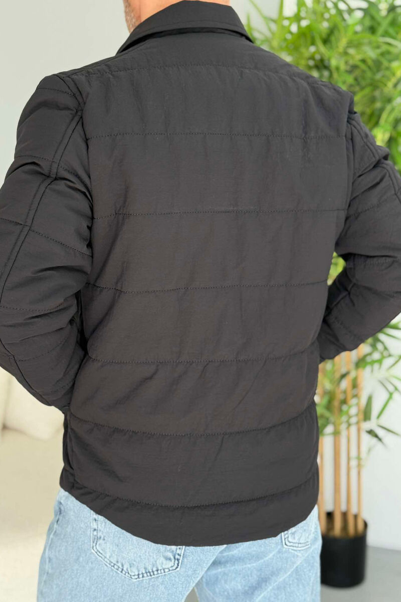 ONE COLOR BUTTONED MEN JACKET BLACK/ E ZEZE - 2