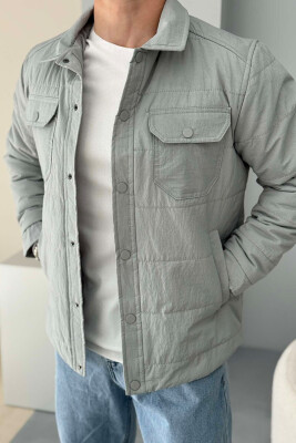 ONE COLOR BUTTONED MEN JACKET GREY/GRI 