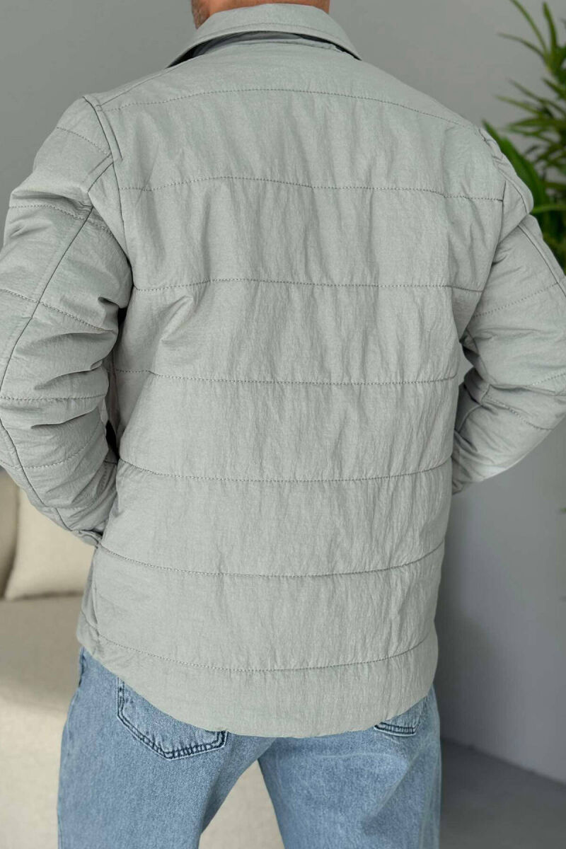 ONE COLOR BUTTONED MEN JACKET GREY/GRI - 2