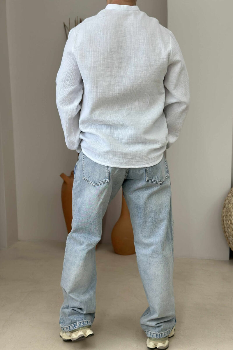 ONE COLOR BUTTONED MEN SWEATSHIRT WHITE-E BARDHE - 3