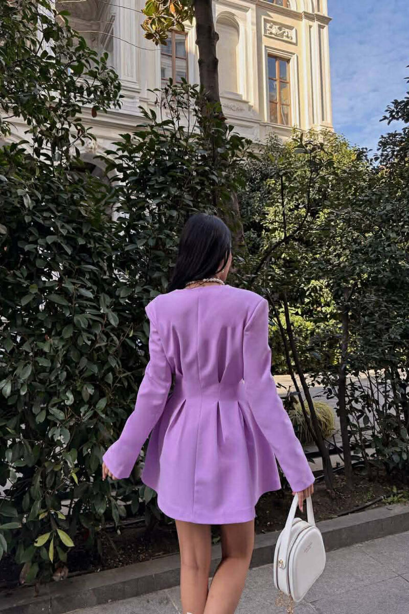 ONE COLOR BUTTONED SHORT WOMEN DRESS PURPLE/LEJLA - 3