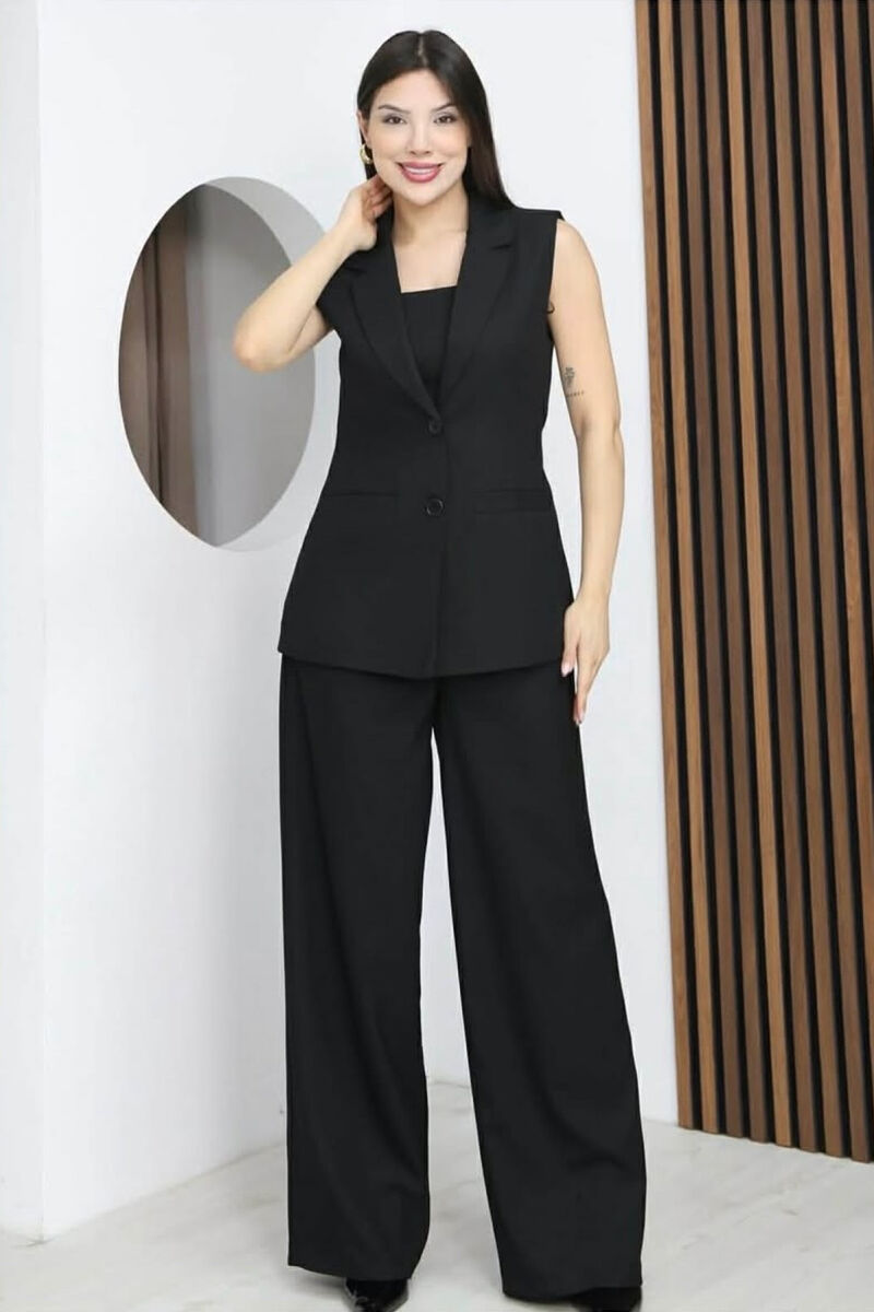 ONE COLOR BUTTONED VEST+ TROUSERS WOMAN TWO PIECE ST BLACK/ E ZEZE - 1