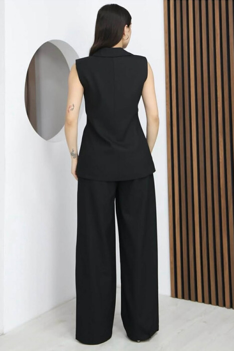 ONE COLOR BUTTONED VEST+ TROUSERS WOMAN TWO PIECE ST BLACK/ E ZEZE - 2