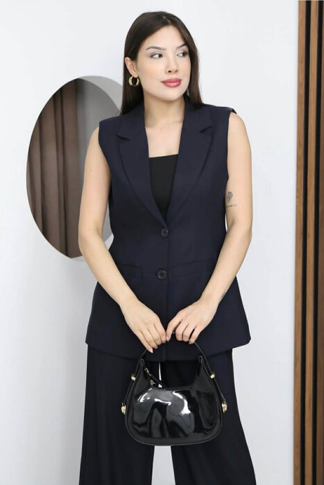 ONE COLOR BUTTONED VEST+ TROUSERS WOMAN TWO PIECE ST BLUE/BLU - 4