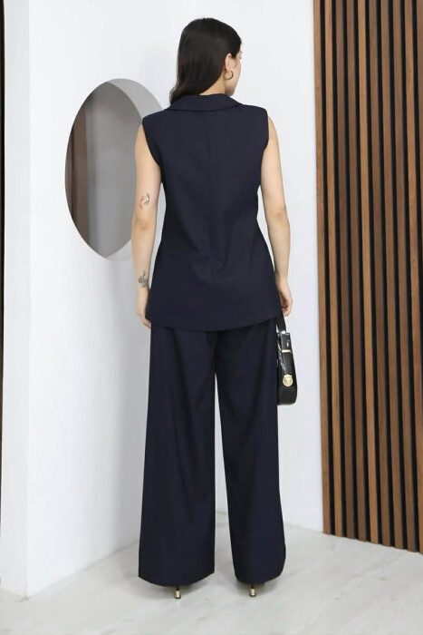 ONE COLOR BUTTONED VEST+ TROUSERS WOMAN TWO PIECE ST BLUE/BLU - 6