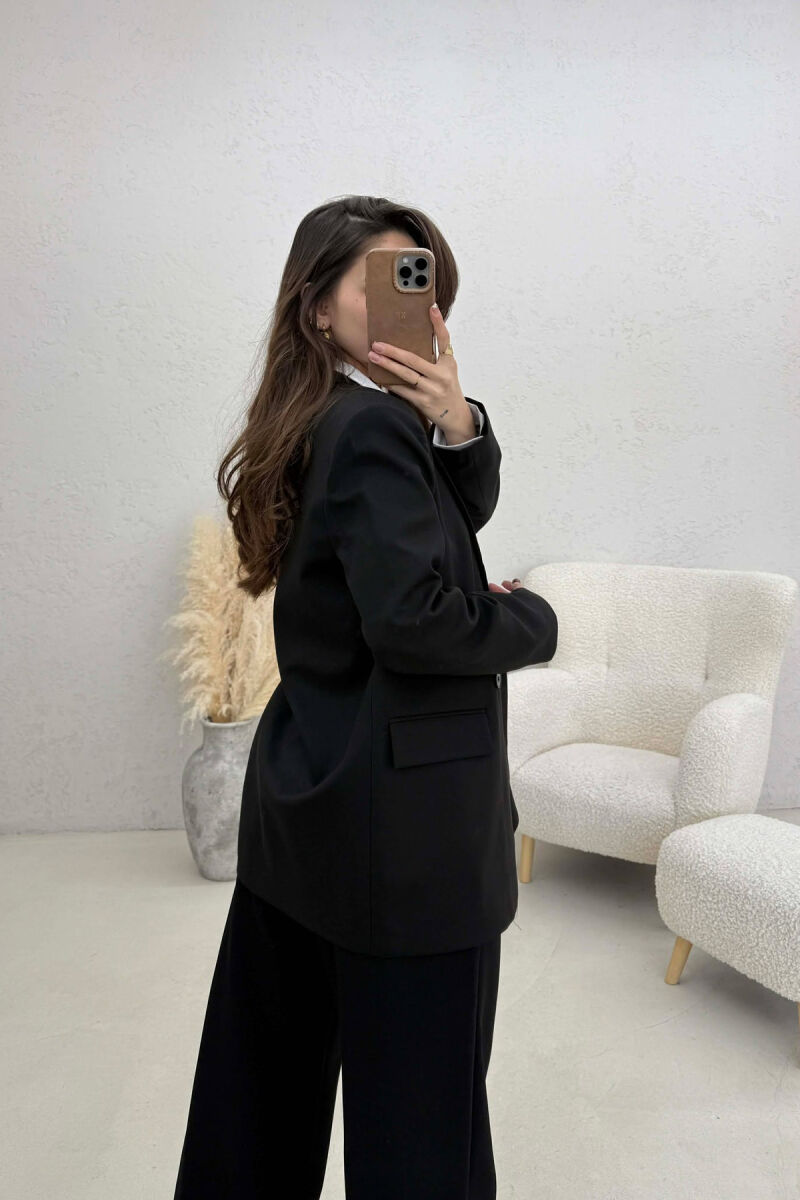 ONE COLOR BUTTONED WOMAN JACKET BLACK/ E ZEZE - 2