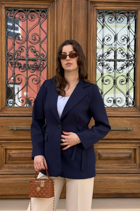 ONE COLOR BUTTONED WOMAN JACKET BLUE/BLU - 3