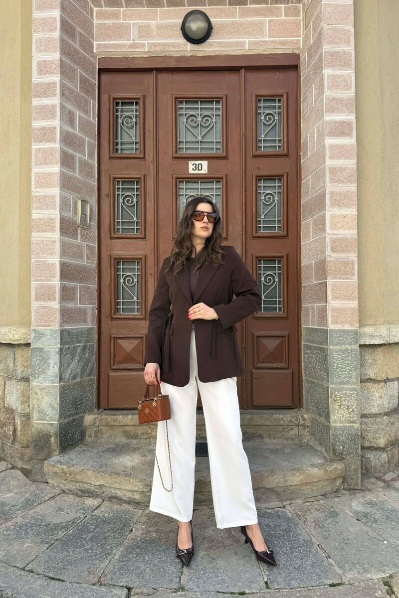 ONE COLOR BUTTONED WOMAN JACKET BROWN/KAFE - 6