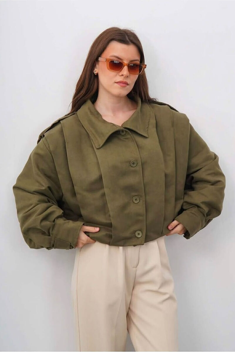 ONE COLOR BUTTONED WOMAN JACKET GREEN/JESHILE - 1
