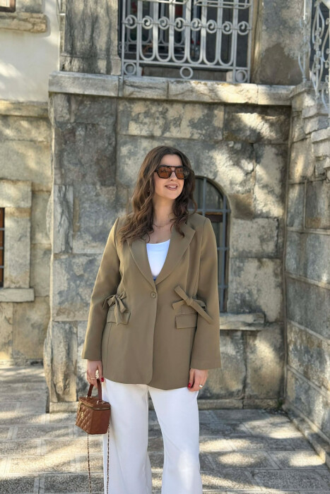 ONE COLOR BUTTONED WOMAN JACKET OLIVE/ULLI 