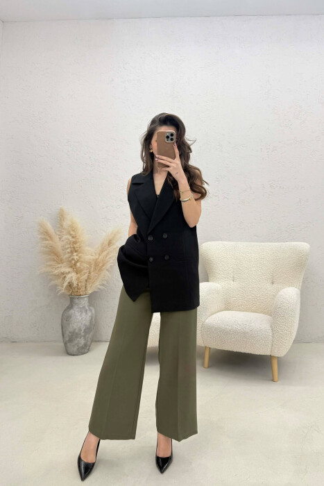 ONE COLOR BUTTONED WOMAN VEST BLACK/ E ZEZE - 2