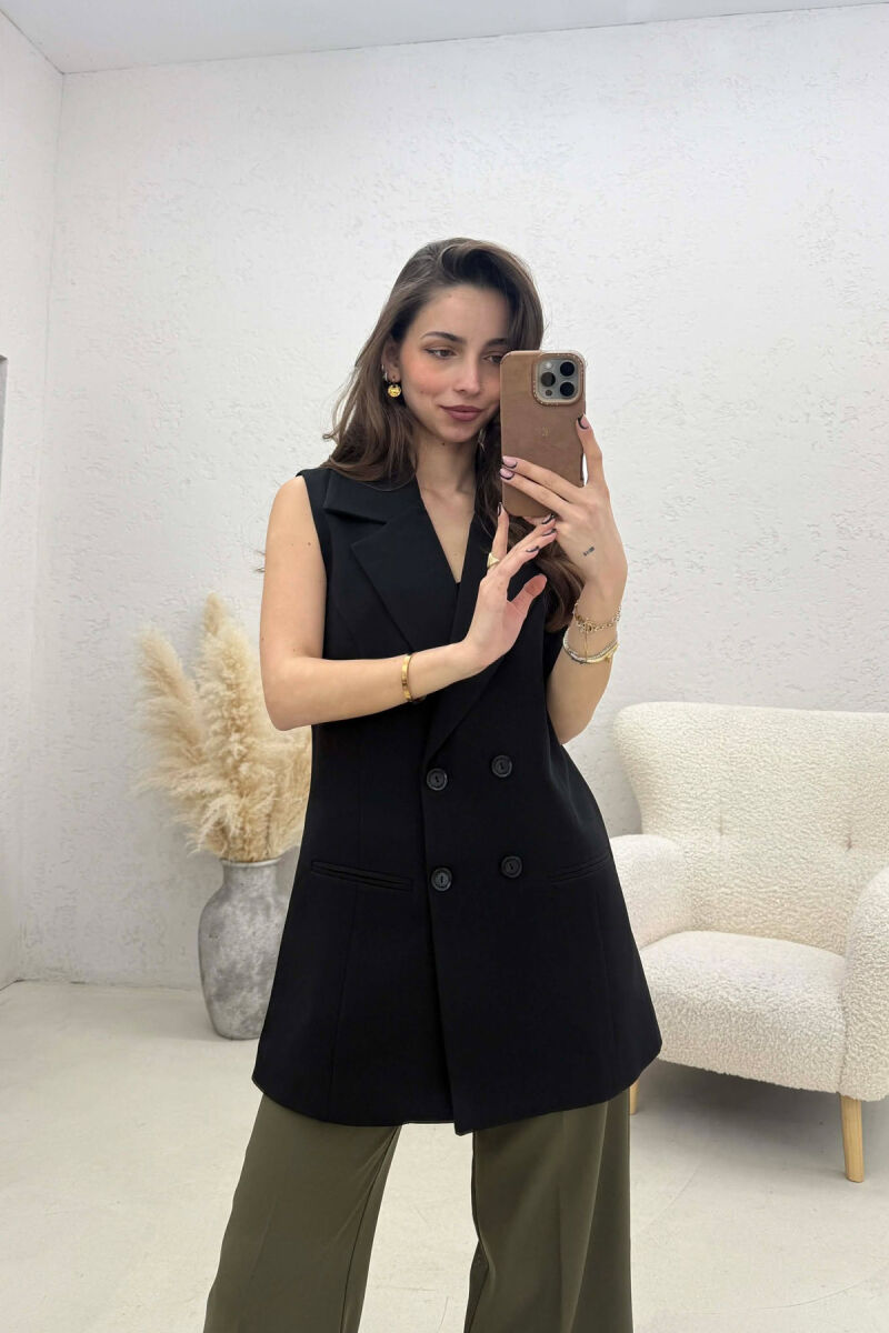 ONE COLOR BUTTONED WOMAN VEST BLACK/ E ZEZE - 3