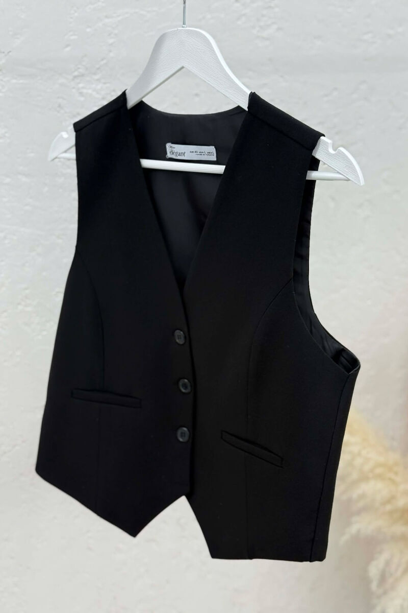 ONE COLOR BUTTONED WOMAN VEST BLACK/ E ZEZE - 2