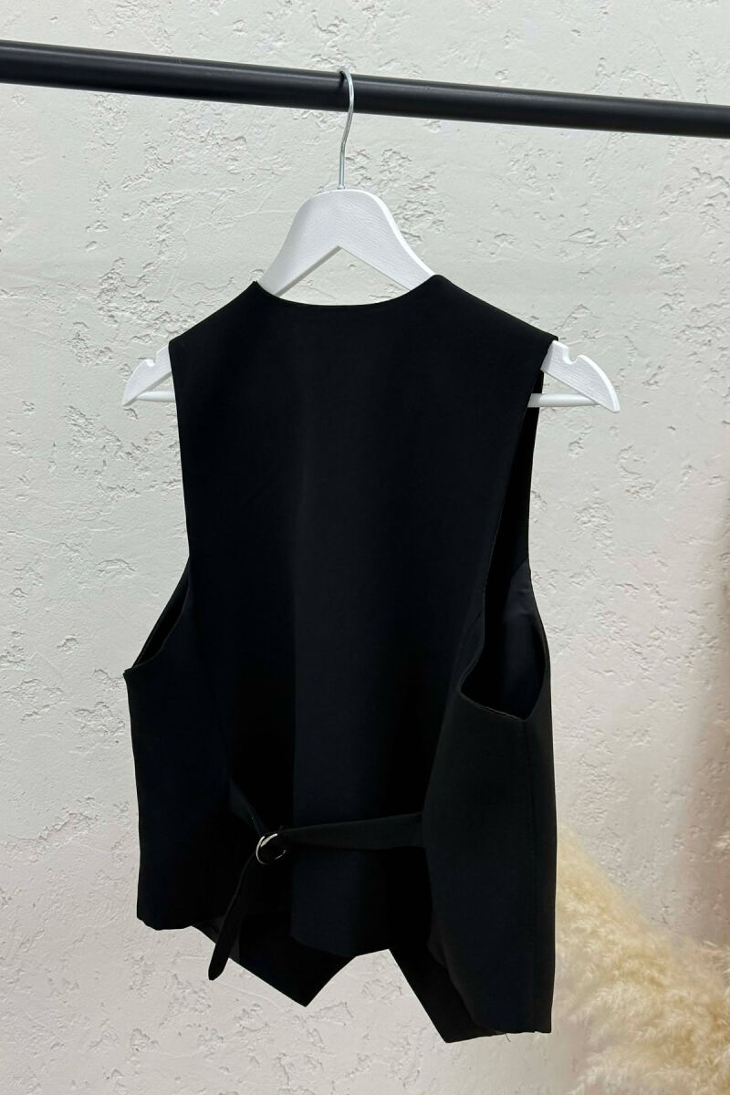 ONE COLOR BUTTONED WOMAN VEST BLACK/ E ZEZE - 3