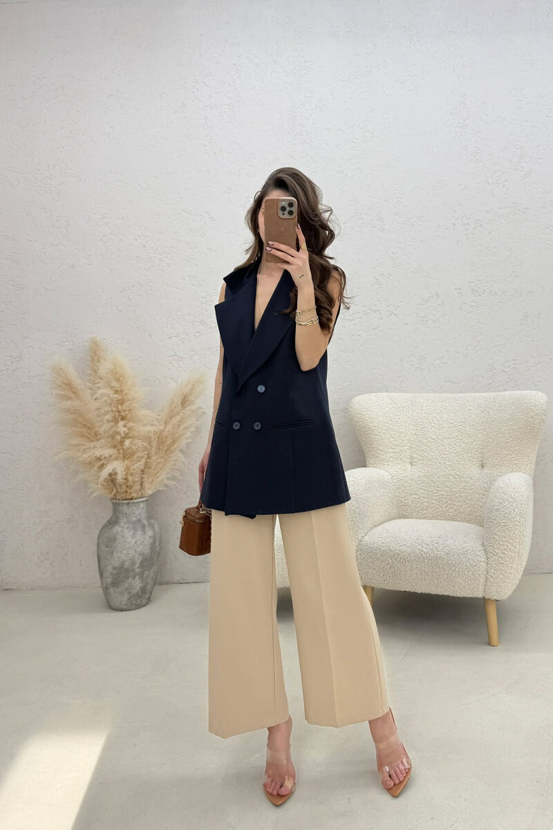 ONE COLOR BUTTONED WOMAN VEST BLUE/BLU - 2