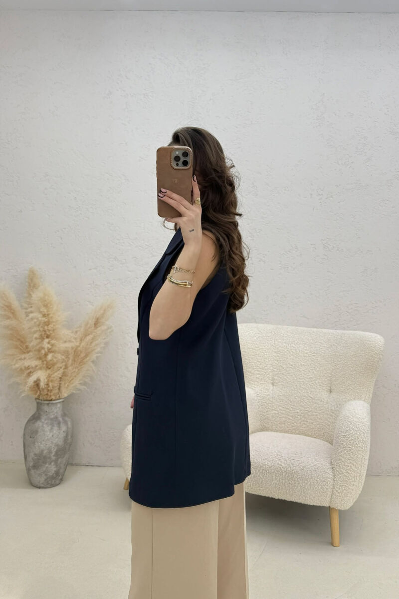 ONE COLOR BUTTONED WOMAN VEST BLUE/BLU - 3