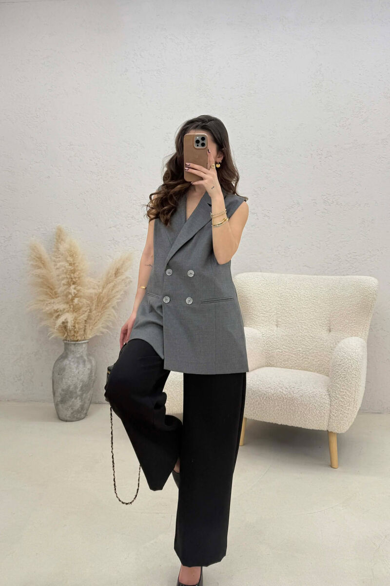ONE COLOR BUTTONED WOMAN VEST GREY/GRI - 2