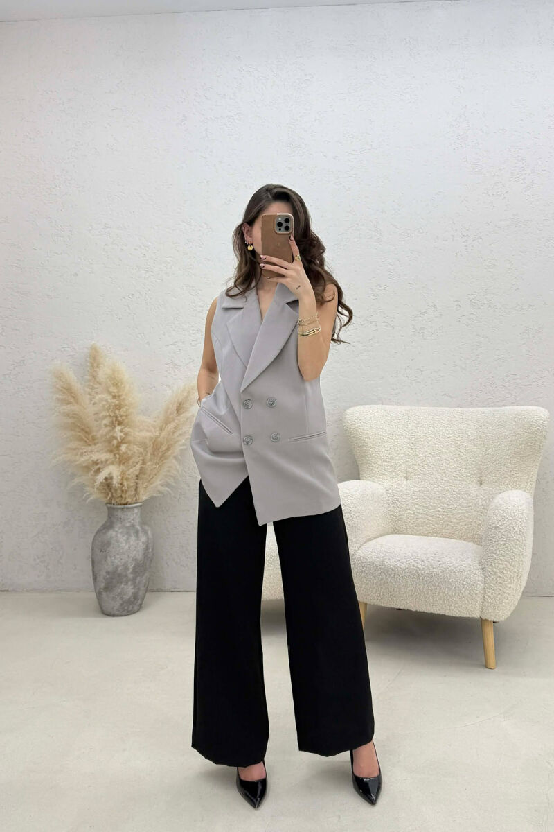 ONE COLOR BUTTONED WOMAN VEST LIGHT GREY/GZ - 2