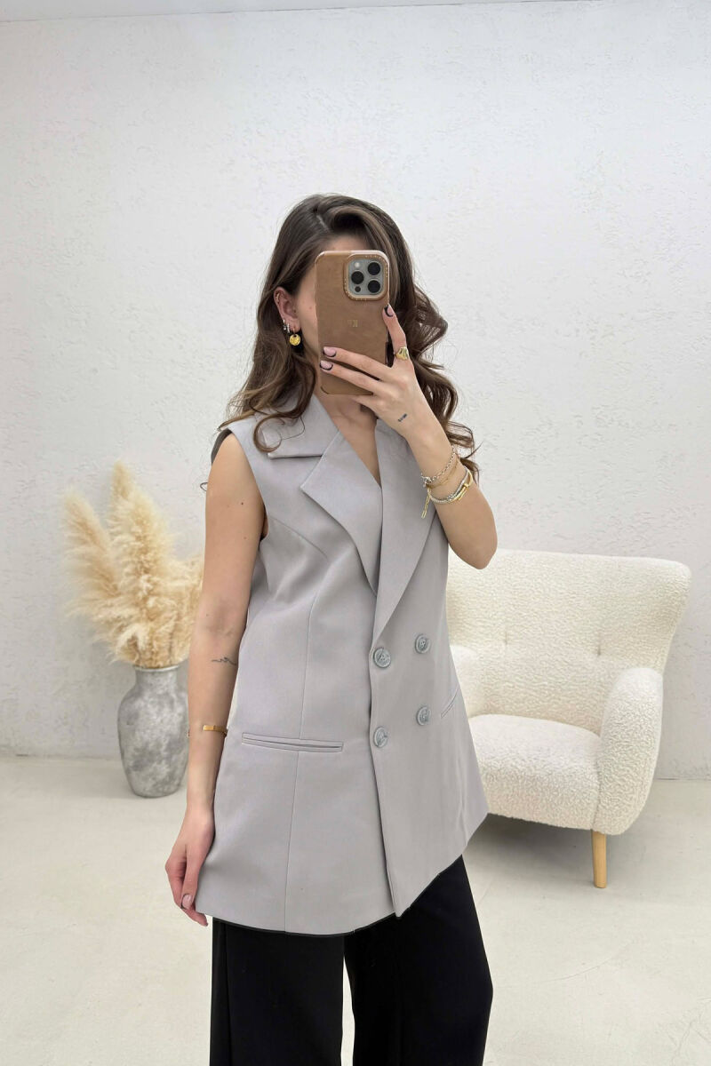 ONE COLOR BUTTONED WOMAN VEST LIGHT GREY/GZ - 3