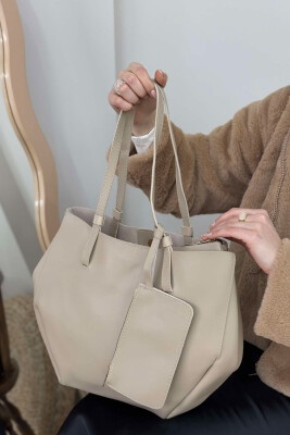 ONE COLOR BUTTONED WOMEN BAG BEIGE/BEZHE 