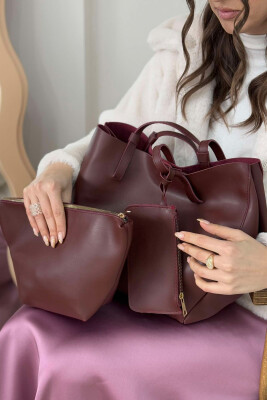 ONE COLOR BUTTONED WOMEN BAG BURGUNDY/VISHNJE 