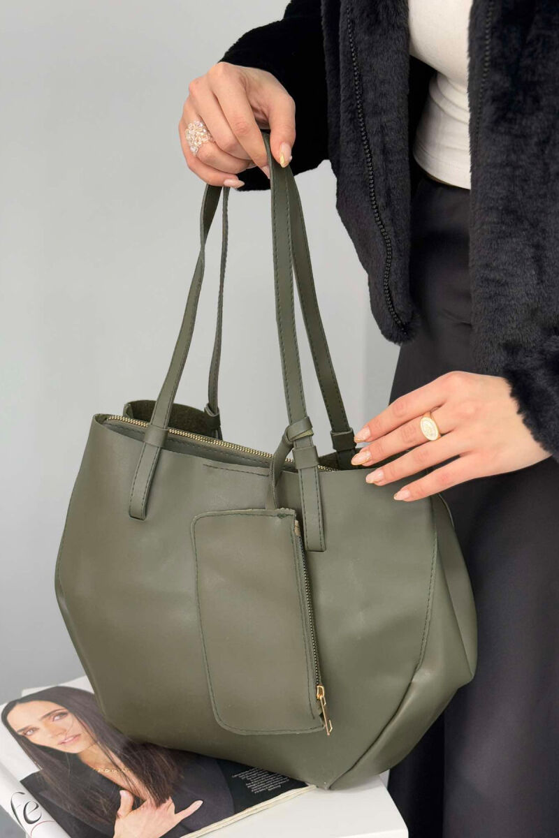 ONE COLOR BUTTONED WOMEN BAG GREEN/JESHILE - 3