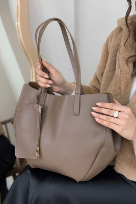 ONE COLOR BUTTONED WOMEN BAG LIGHT BROWN/KAZB 