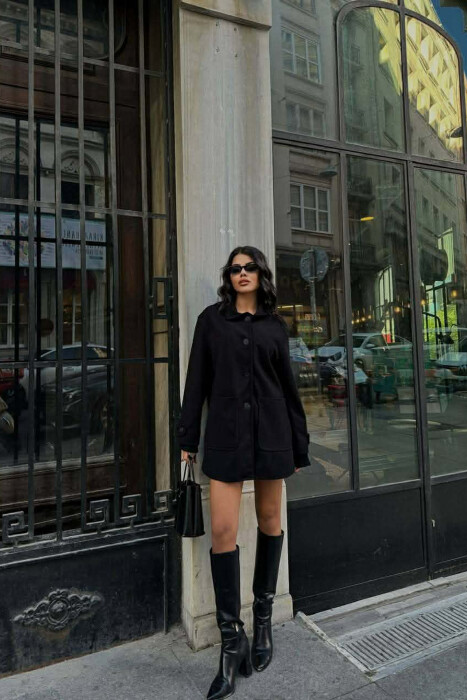 XHAKETE NJE NGJYRESHE ME BUTONA PER FEMRA NE NGJYRE TE ZEZE - KLAUDIO FASHION