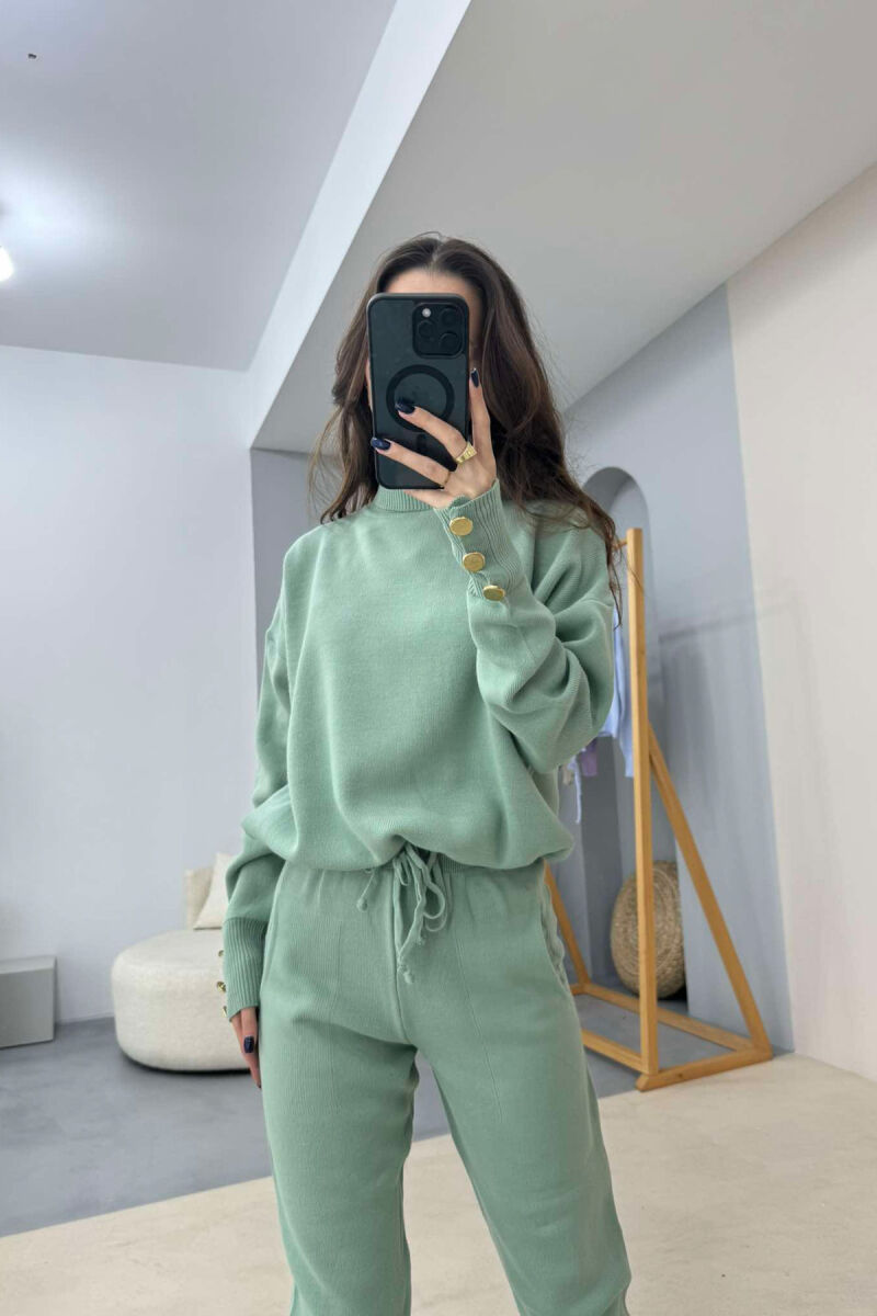 ONE COLOR BUTTONED WOMEN SET MINT/MENTE - 3