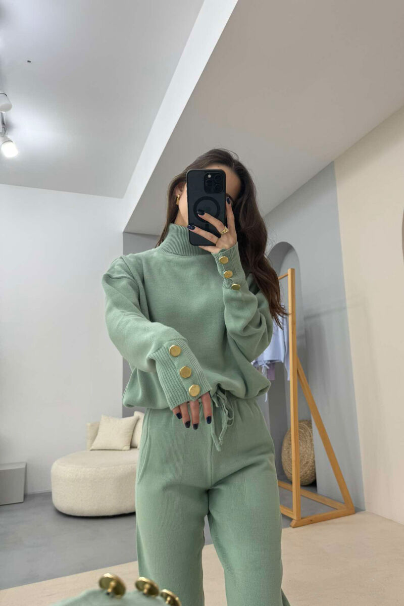 ONE COLOR BUTTONED WOMEN SET MINT/MENTE - 4