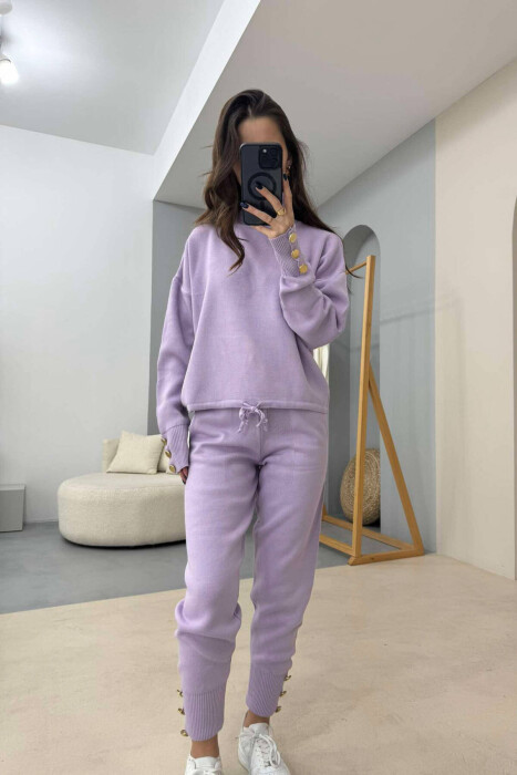 ONE COLOR BUTTONED WOMEN SET PURPLE/LEJLA 