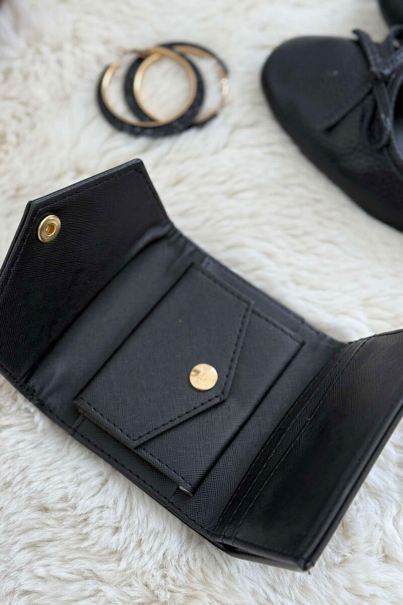 ONE COLOR BUTTONED WOMEN WALLET BLACK/ E ZEZE - 2