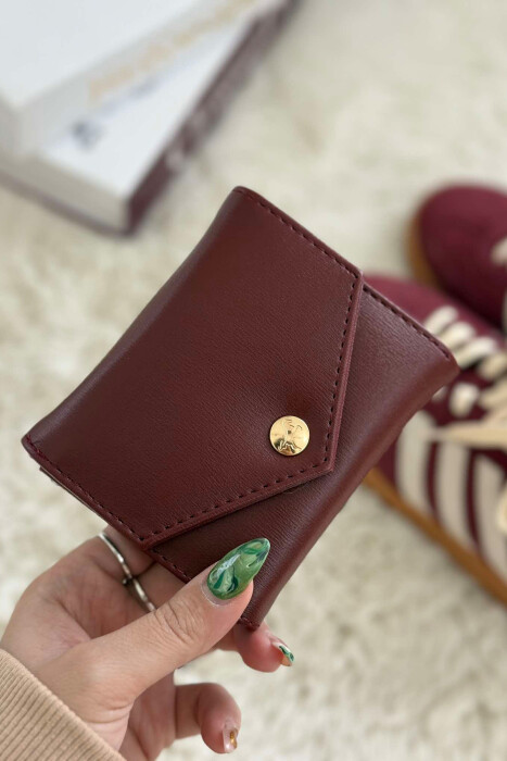 ONE COLOR BUTTONED WOMEN WALLET BURGUNDY/VISHNJE 