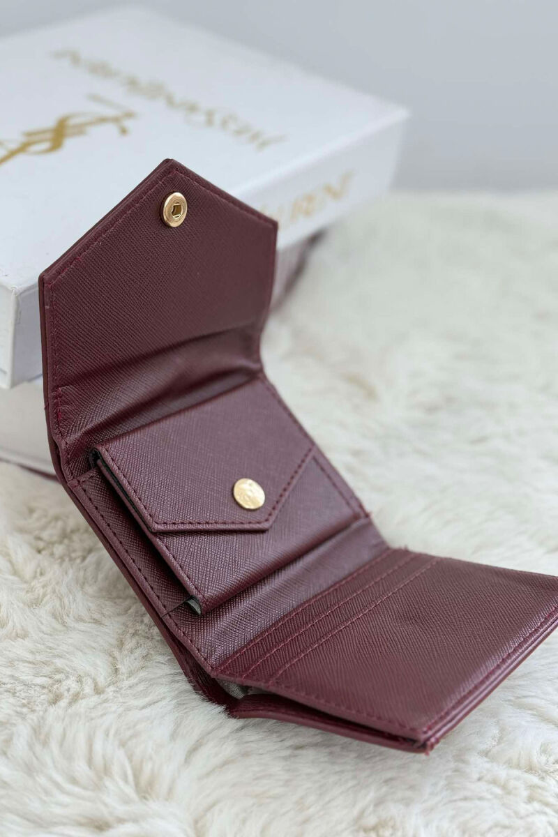 ONE COLOR BUTTONED WOMEN WALLET BURGUNDY/VISHNJE - 2