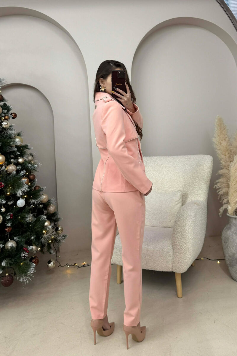 ONE COLOR BUTTONS DETAILS JACKET+TROUSERS WOMEN SET POWDER/PUDER - 3