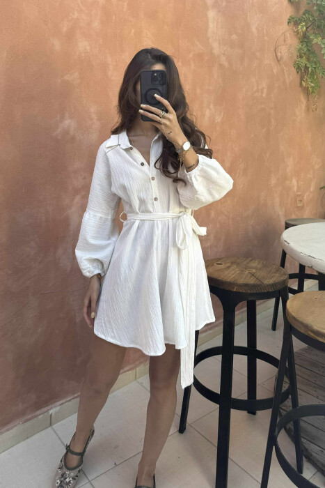 ONE COLOR BUTTONS LACING WOMEN JUMPSUIT WHITE-E BARDHE - 3