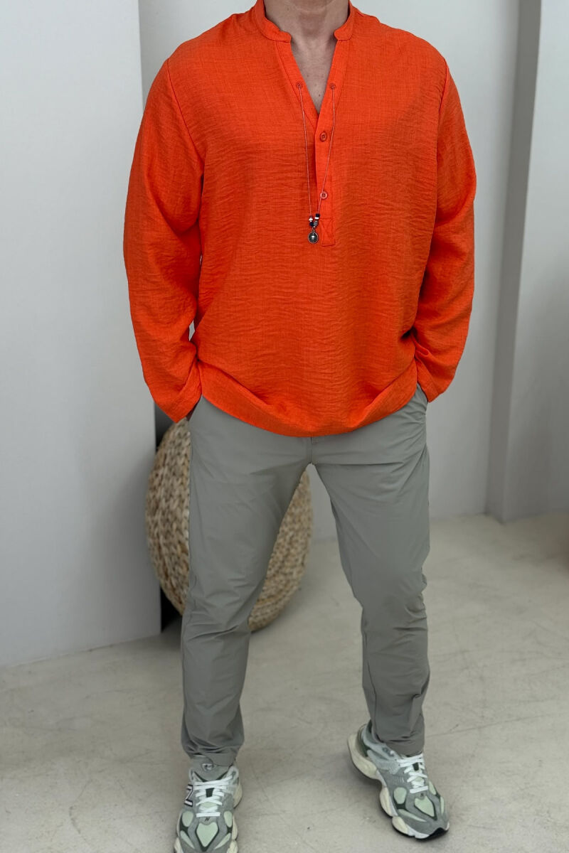 ONE COLOR BUTTONS MEN SHIRT ORANGE/PORTOKALLI - 1