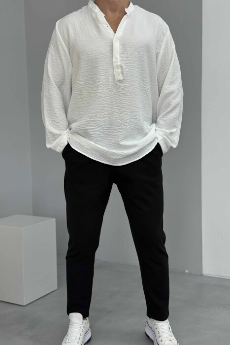 ONE COLOR BUTTONS MEN SHIRT WHITE-E BARDHE 